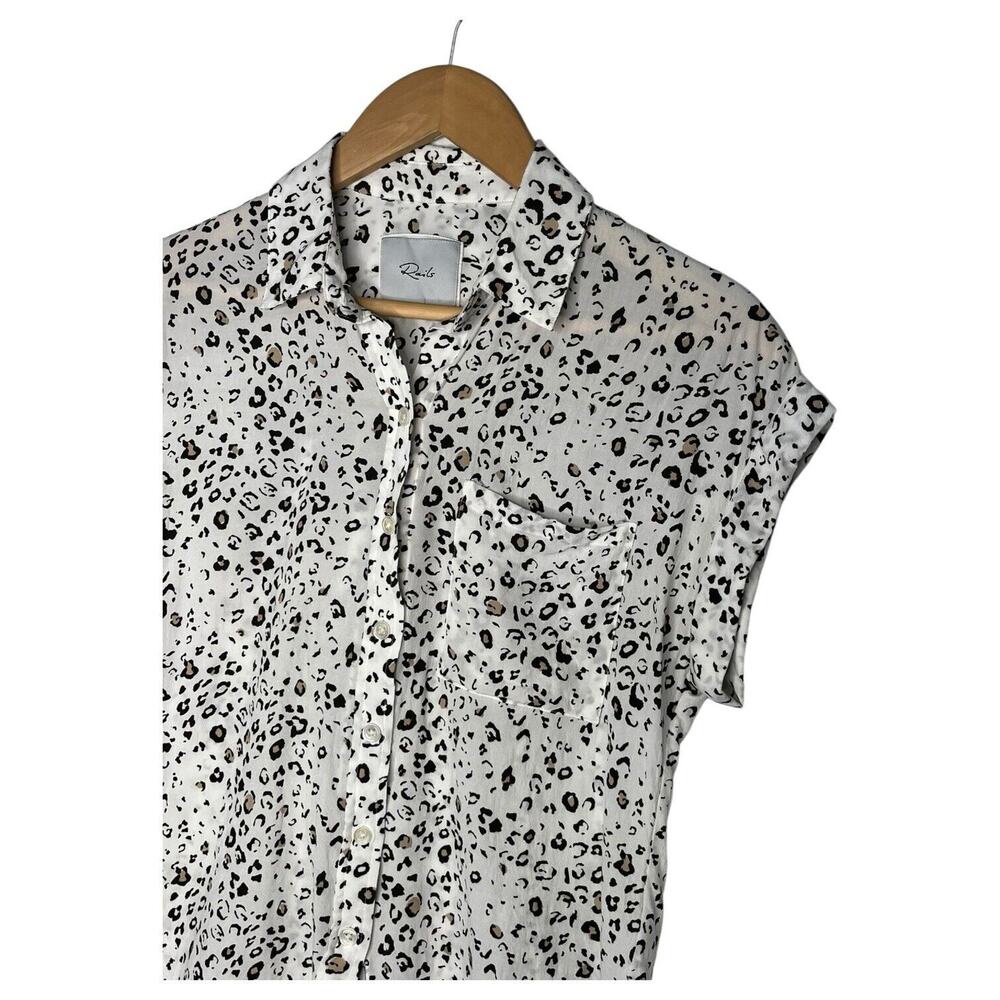 Rails Top Womens Xs Leopard Print Short Cuffed Sl… - image 5